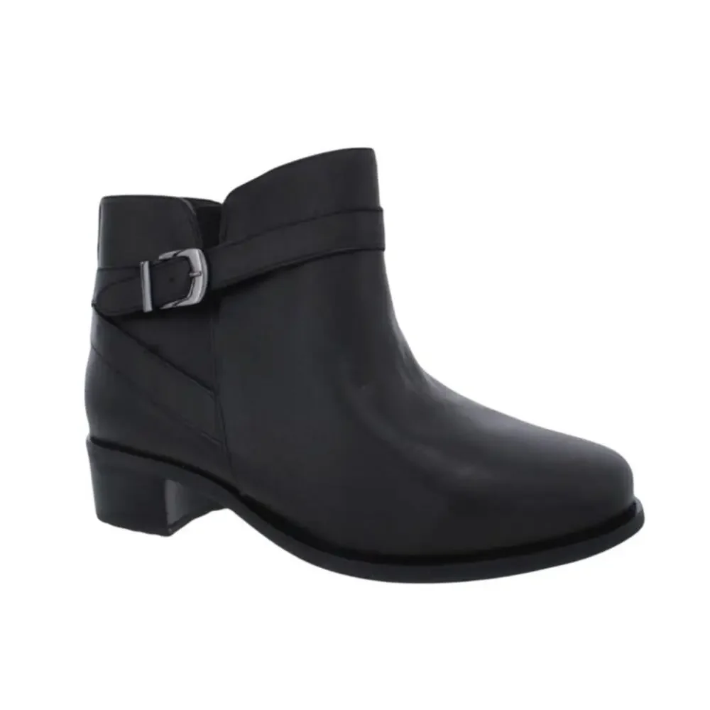 David Tate Centro Leather Waterproof Ankle Boots Side Buckle Black Womens 8.5WW